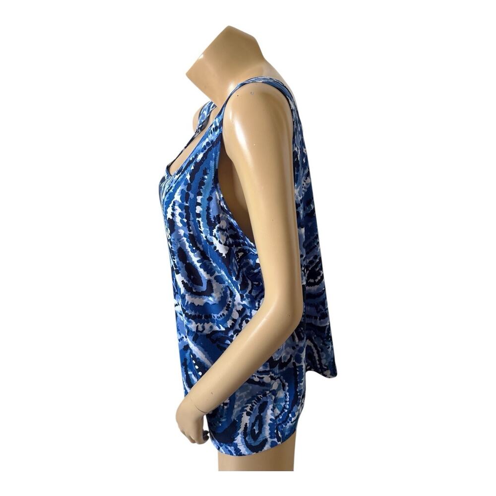 Chicos Travelers Womens Size 3 XL Blue Abstract Stretch Sleeveless Tank Top - Picture 2 of 5
